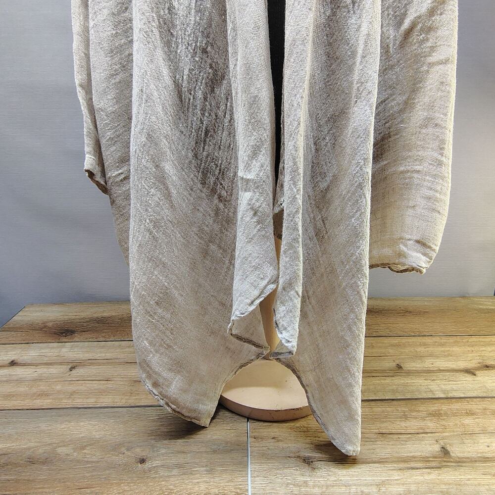 Pure Linen Gauze Kimono Cardigan Duster Wrap Coastal Grandmother Shrug Large - Picture 3 of 11